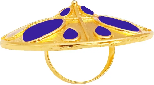Assamese_Traditional_Copper_Gold_Plated_Blue_Colour_Finger-Ring_For_Girls_&_Women